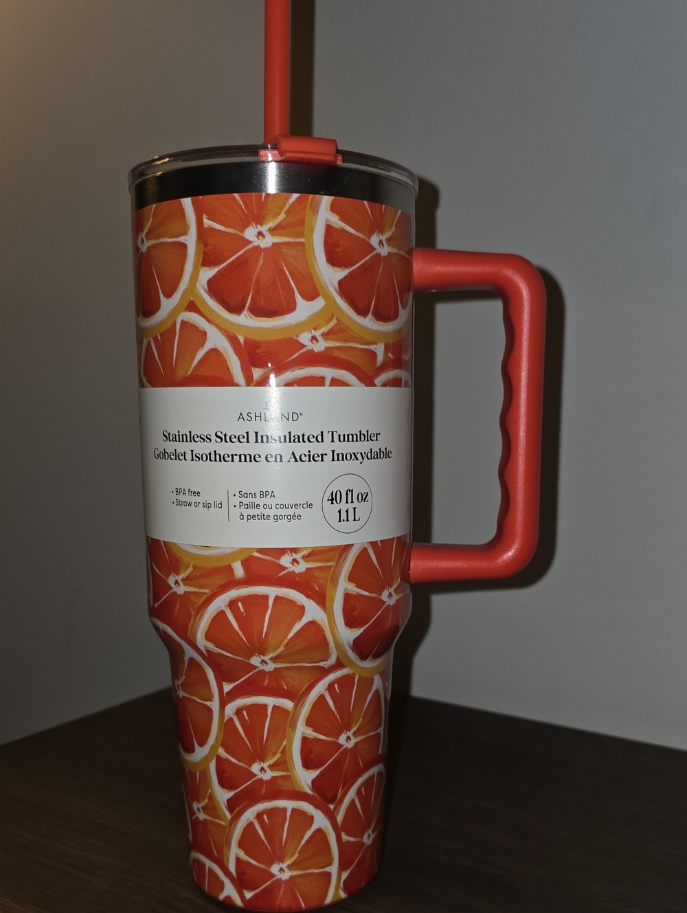 NEW Ashland Orange Citrus Stainless Steel Insulated Tumbler with Straw